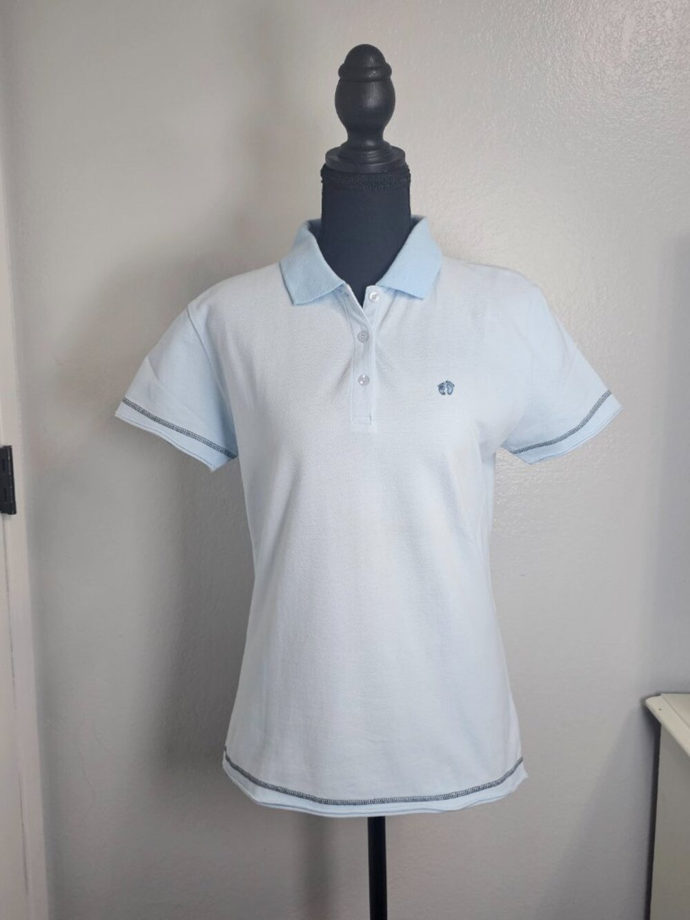 Hang Ten Women's Baby Blue Cotton Polo Shirt - Size Large - Picture 2 of 7